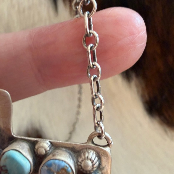 ❤️ Golden Hills Turquoise Thunderbird ADJ Statement Necklace 22.5” Unisex 33Gram - Picture 4 of 17